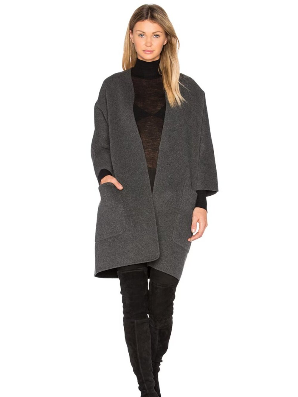 Vince Reversible Wool & Cashmere Open Cardigan Coat S/P